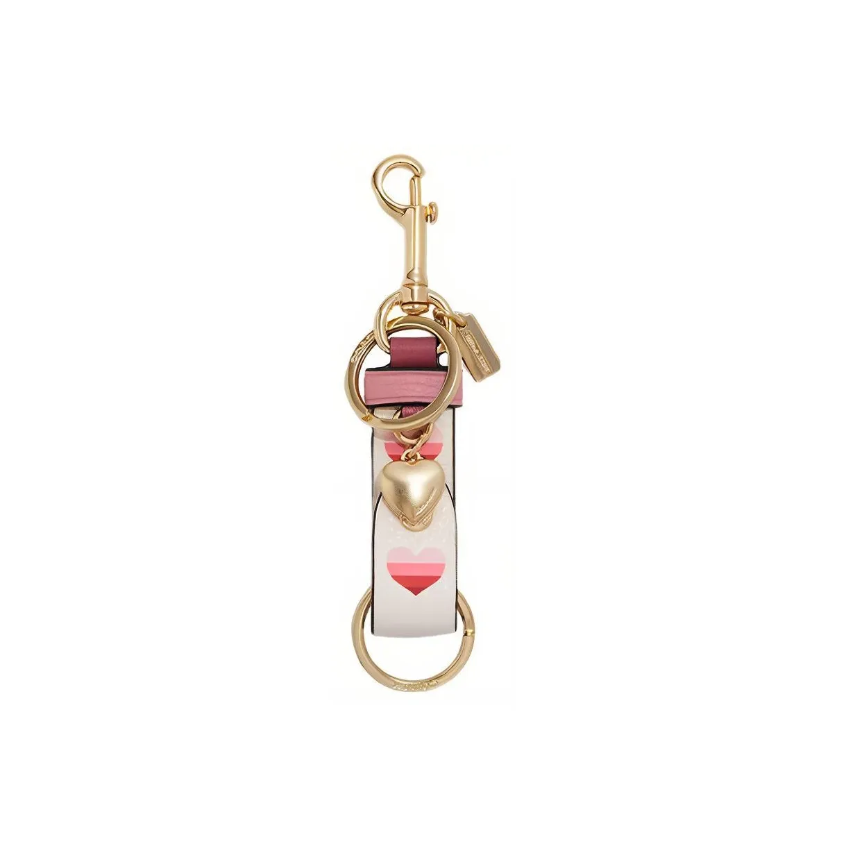 COACH Snap Wallet Leather Keychain Pendant Bag Accessory Mini Women
s White 
Pink