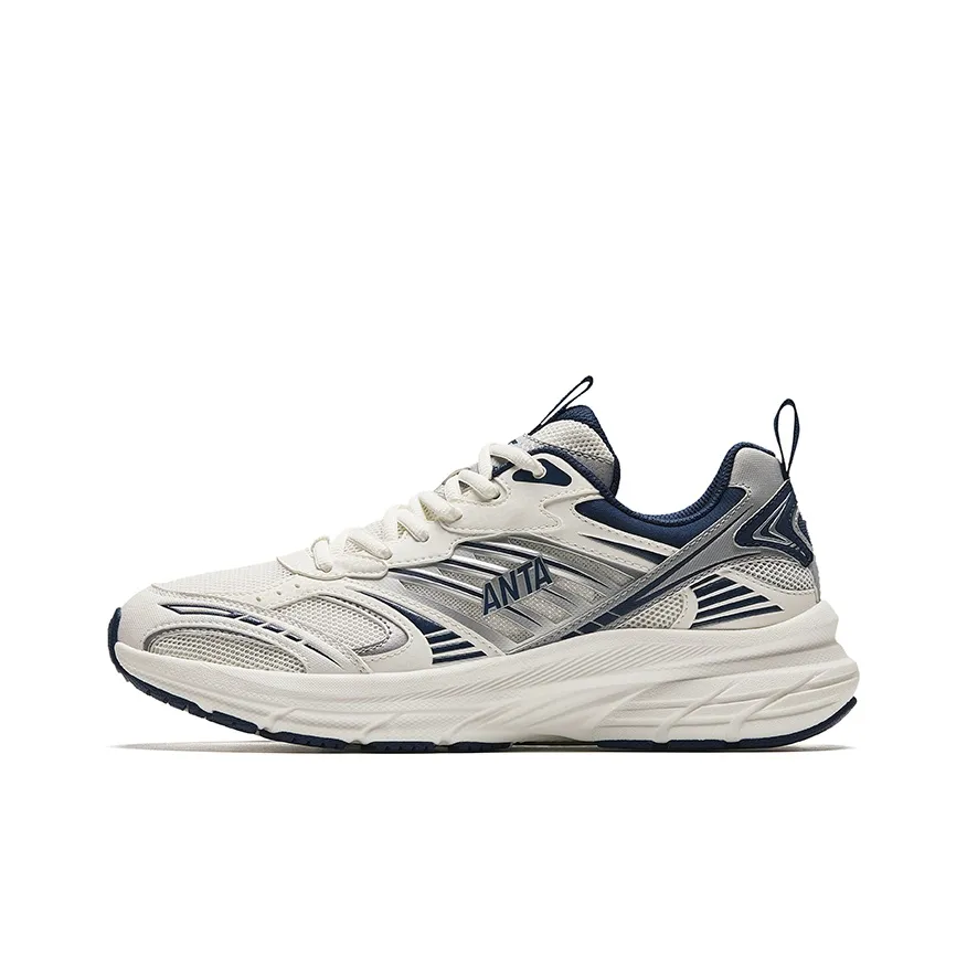 Anta Cushioning, Slip Resistant, Breathable, Height Increasing Low Top Casual Running shoes Ground Men's White Silver Blue
