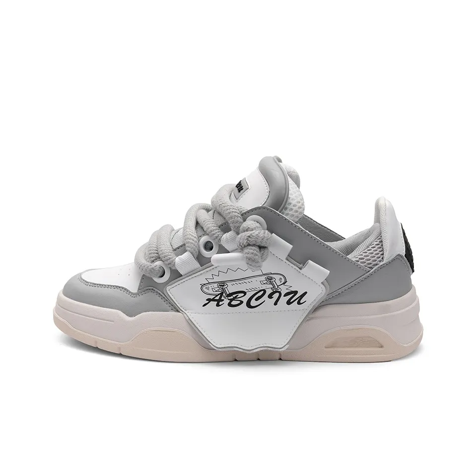 ABCIU x Seattle Palm Anti Slip Wear Resistant Low Top Skateboard Shoes Unisex White Gray