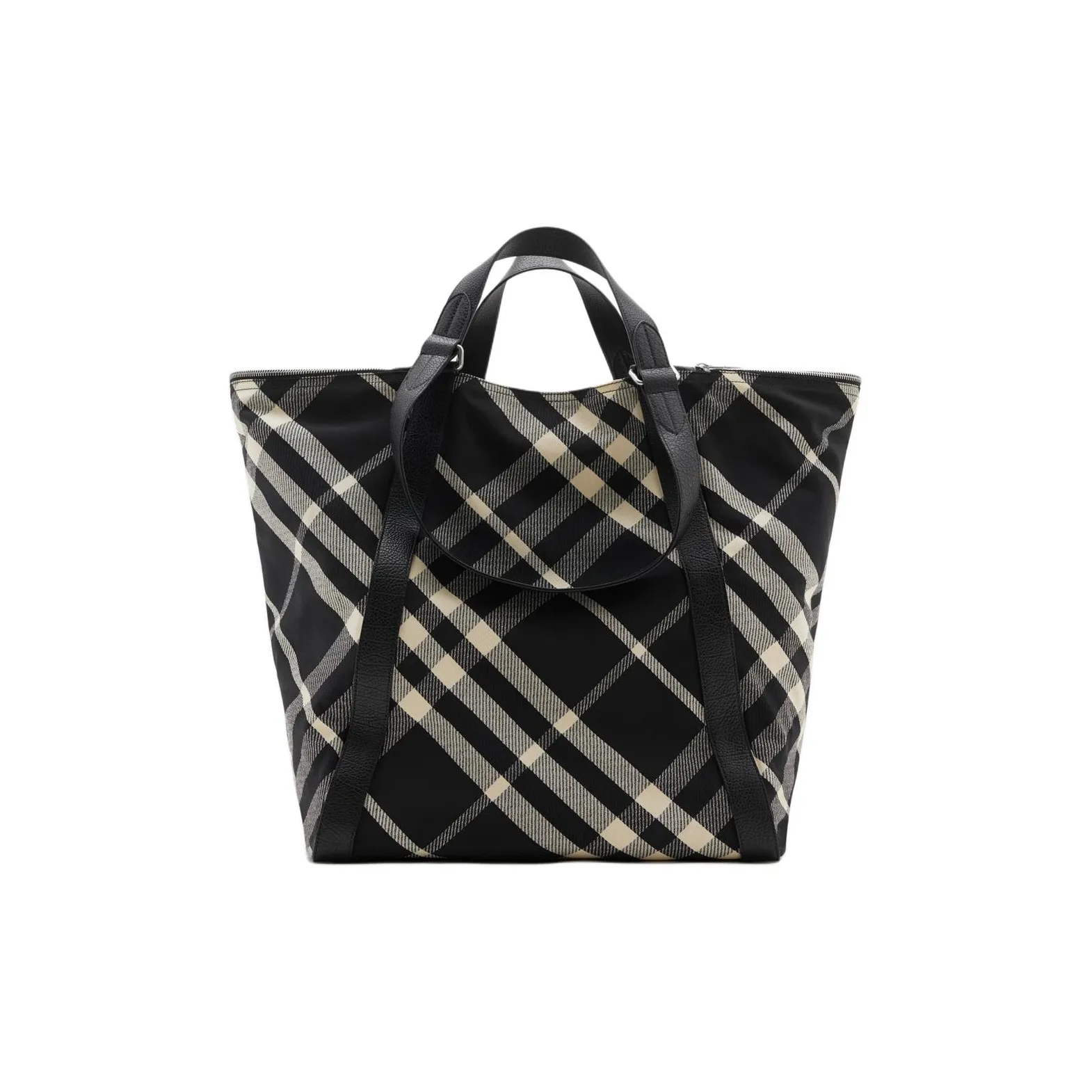 Burberry Polyester Tote Bag, Shopping Bag, Handbag Men's Black & Calico