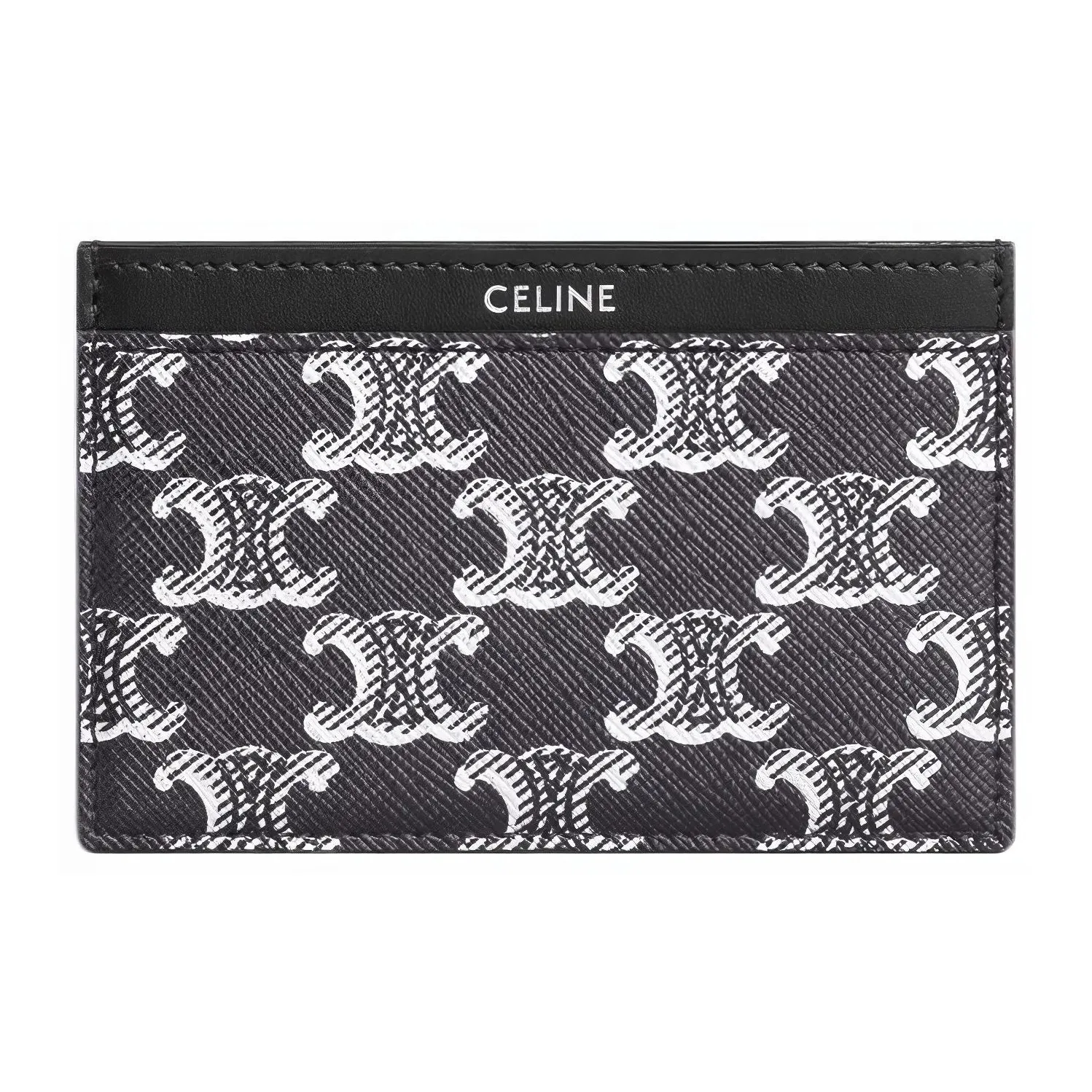 CELINE Коровья кожа Держатель для карт Держатель для карт Мужской Серебристый Черный