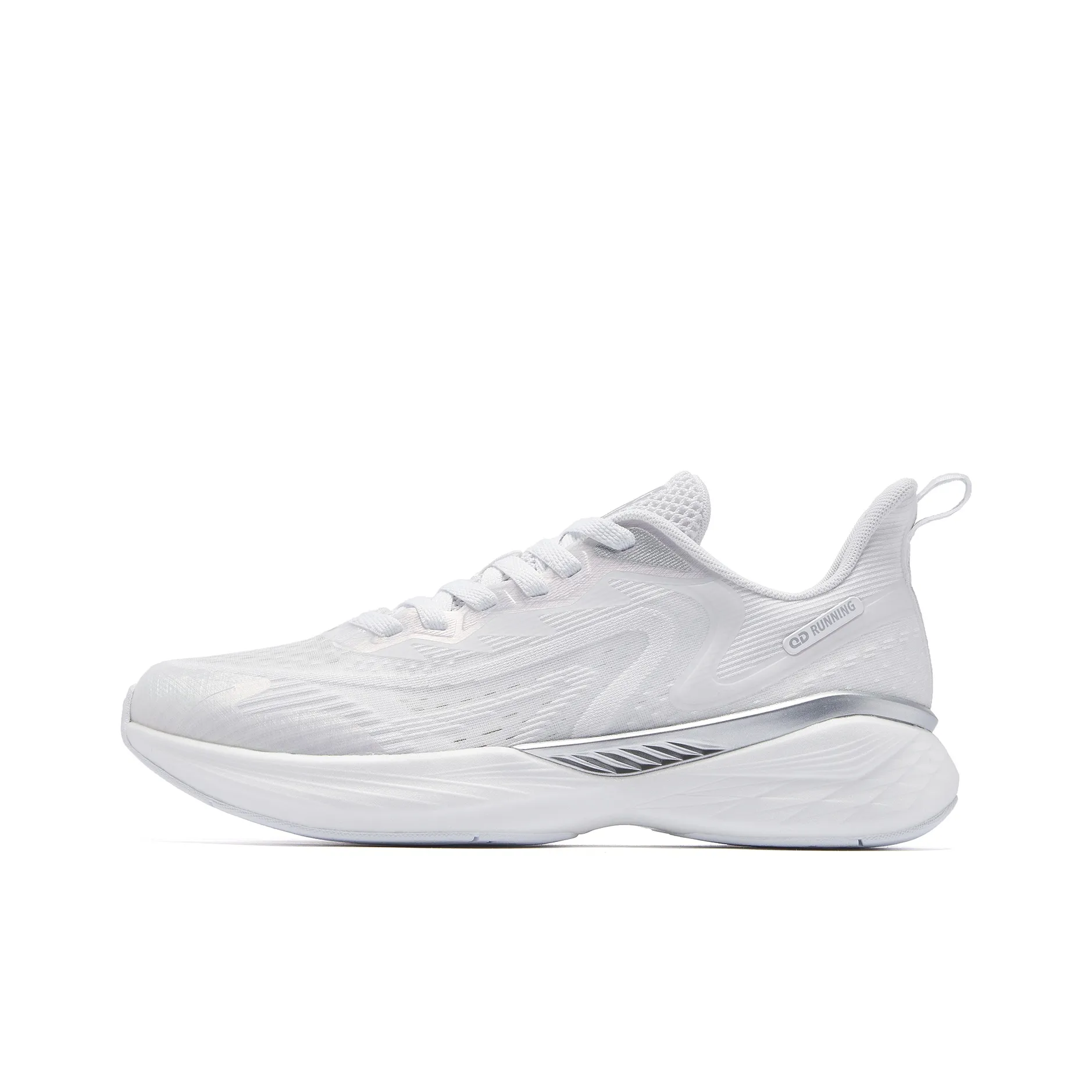 QIAODAN Flying Shadow Team1.0 Shock Absorbers Slip Resistant Low Top Long Distance Running Shoes Men's White Silver
