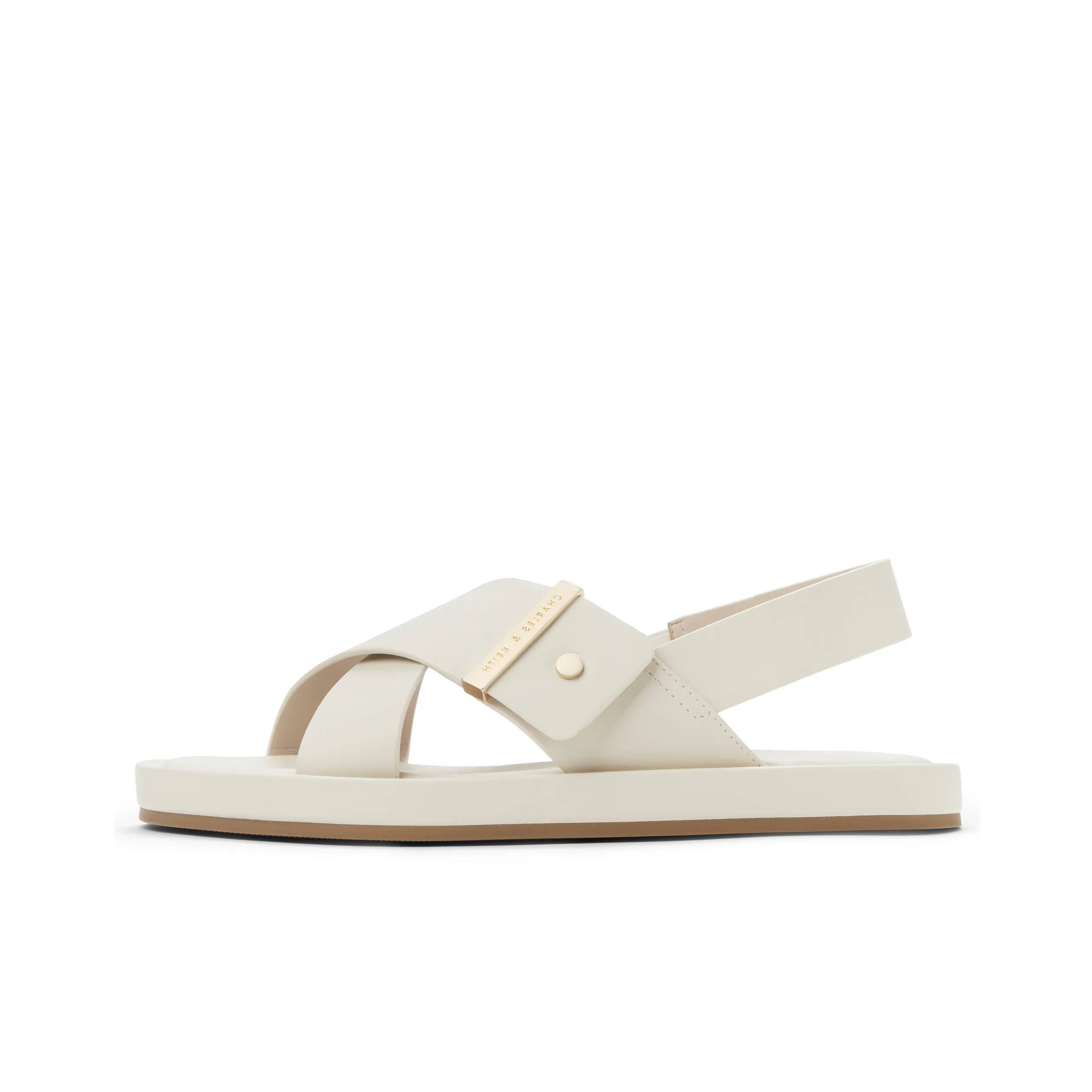 CHARLES KEITH Маленький ck one Ремень Сандалии 2см Женские Мел Белый Черный