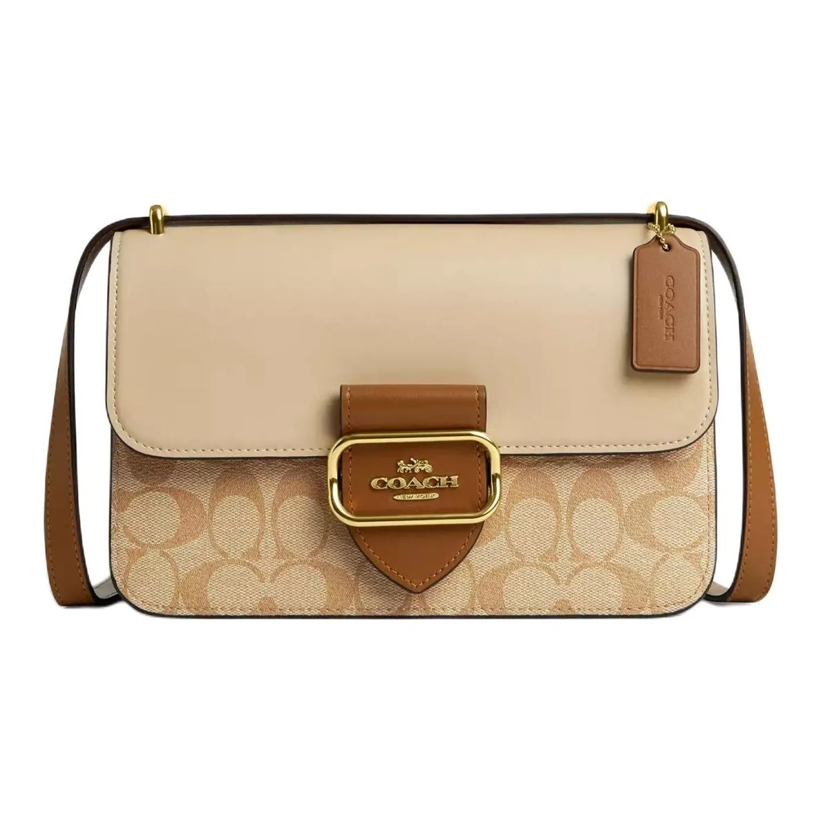 COACH Morgan Cow Leather Shoulder Bag Crossbody Bag Medium Size Women's Light Khaki