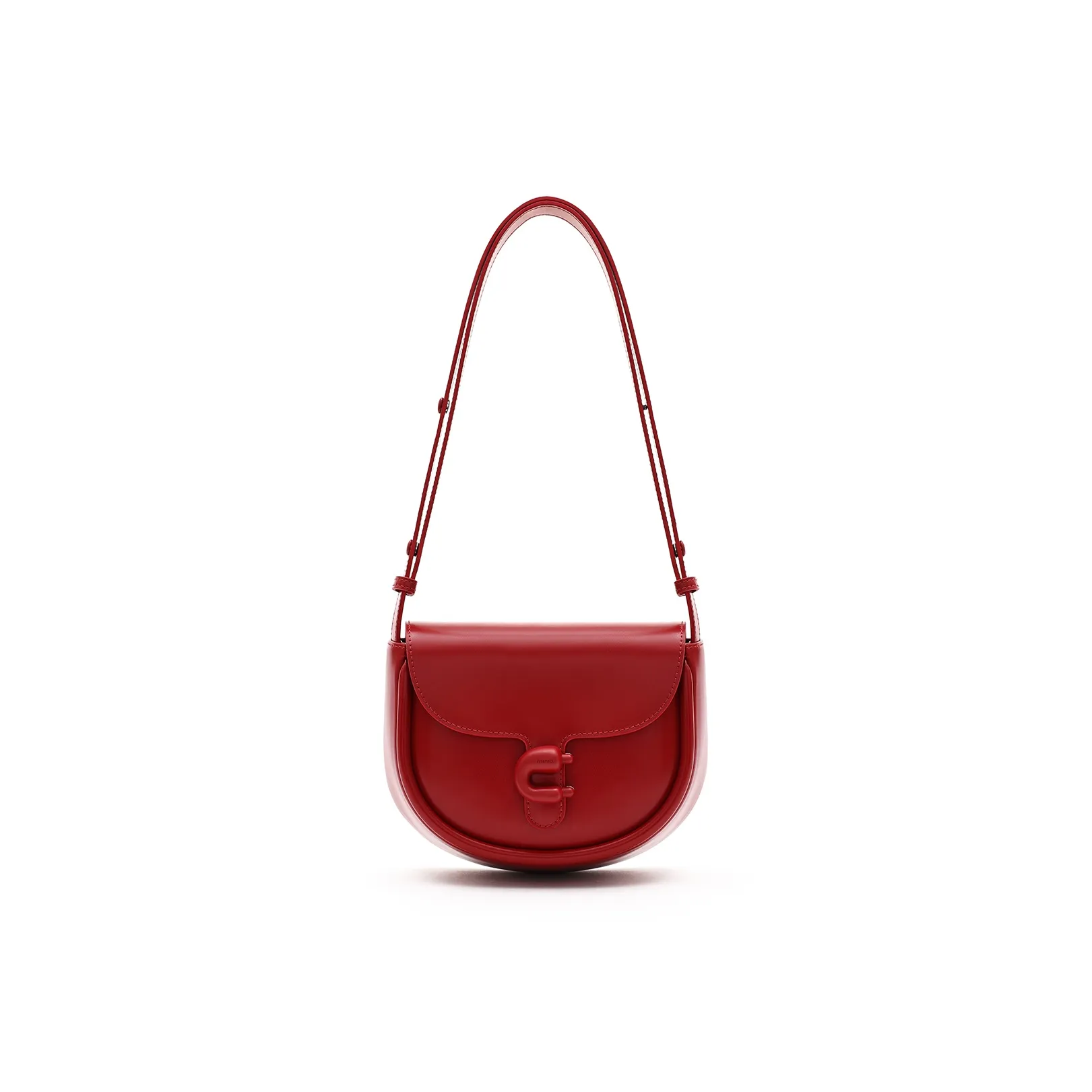 MUVA Cow Leather Crossbody Bag Saddle Bag Shoulder Bag Medium Size Women's Party Red/Cream Yellow/Milkshake White