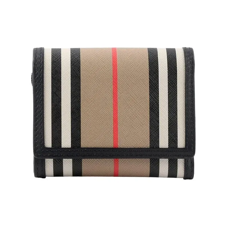 Burberry Canvas With Leather Wallet Women's Beige & Brown Black