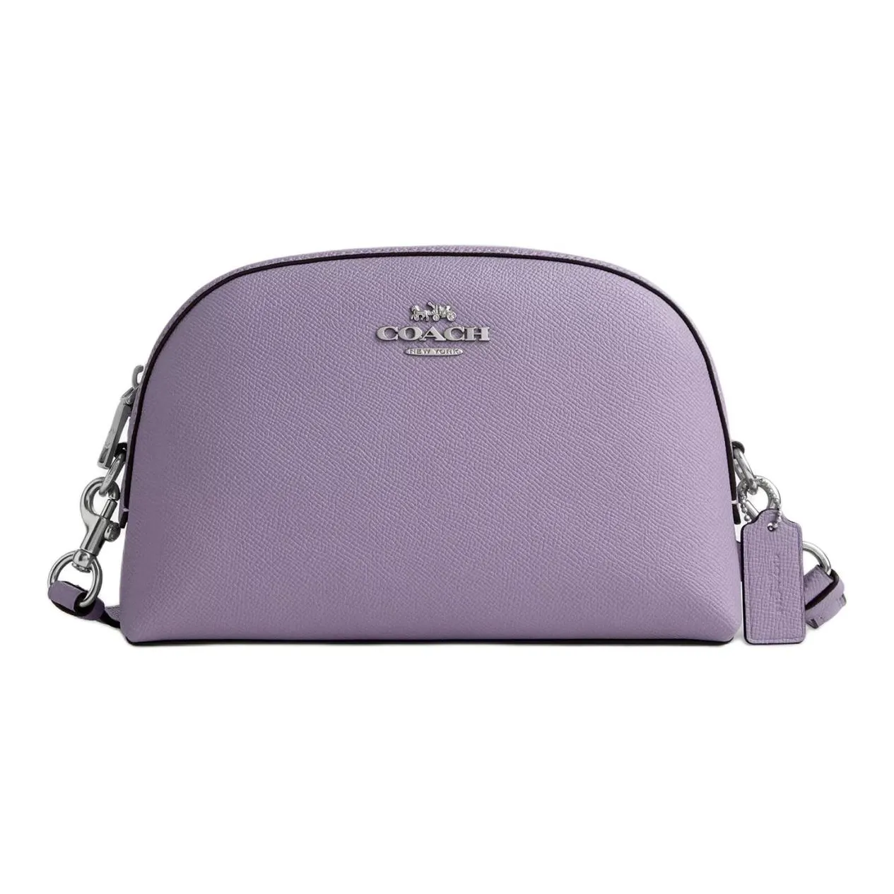 COACH Leather Saddle Bag, Shoulder Bag, Crossbody Bag Medium Size Women's Silver & Light Purple