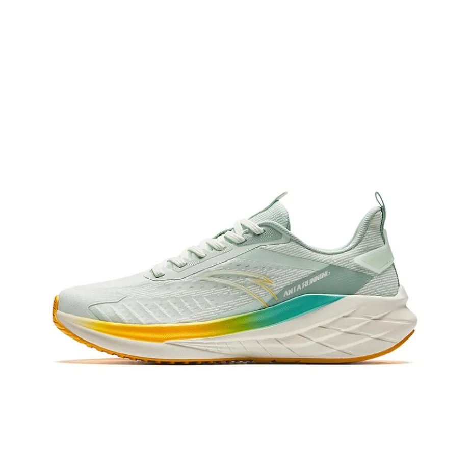 Anta Cushioning Anti Slip Wear Resistant Breathable Lightweight Rebound Low Top Running Shoes Men's Green Yellow