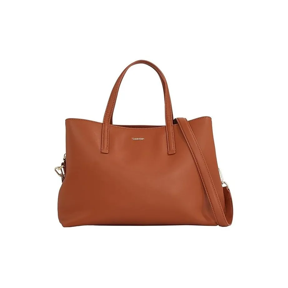 CALVIN KLEIN Recycled Polyester Tote Bag, Shopping Bag, Shoulder Bag, Crossbody Bag, Handbag Women's Brown