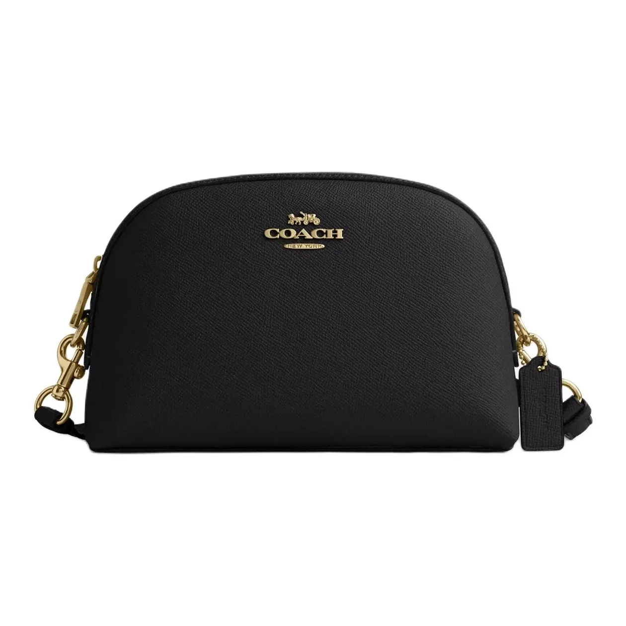 COACH Crossbody Cross Stitch Leather Shoulder Bag Crossbody Bag Medium Size Women's Gold & Black