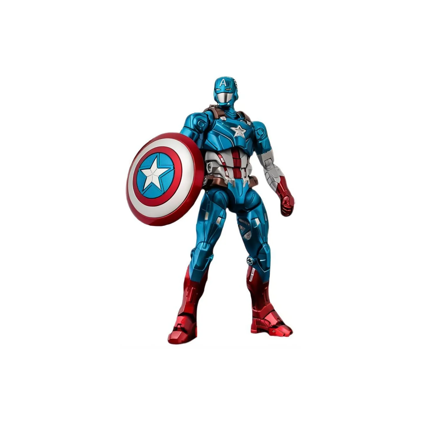 A Thousand Worth Of Practice Captain America Fighting Armor Marvel, Iron, Includes Base Scale Figures 16.5cm