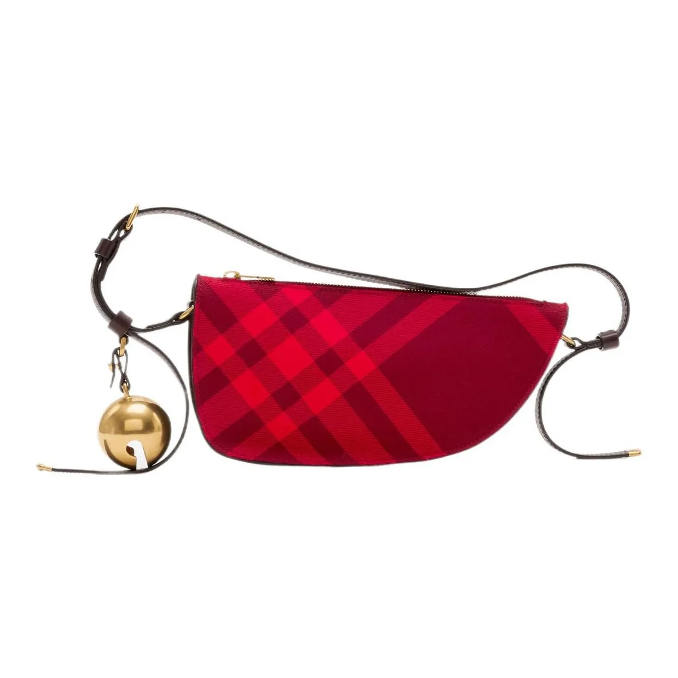 Burberry Jacquard Woven Plaid With Smooth Calfskin Handbag, Shoulder Bag Mini Women's Red