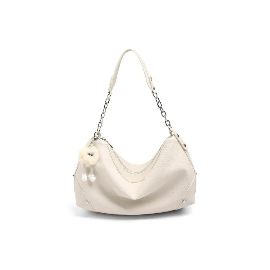 MZ HOUGE PU Dumpling Bag Shoulder Bag Crossbody Bag Regular Women's Ecru/Black