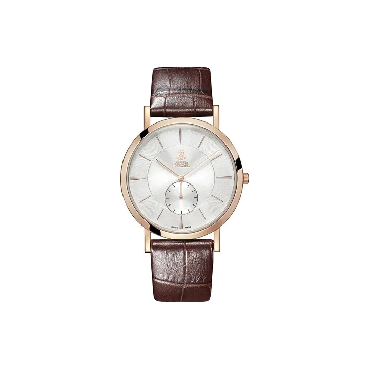 ERNEST BOREL Элегантные Кварцевые Мужские Часы 39 мм Серебристый Циферблат Корпус из Нержавеющей Стали Ремешок из Натуральной Кожи