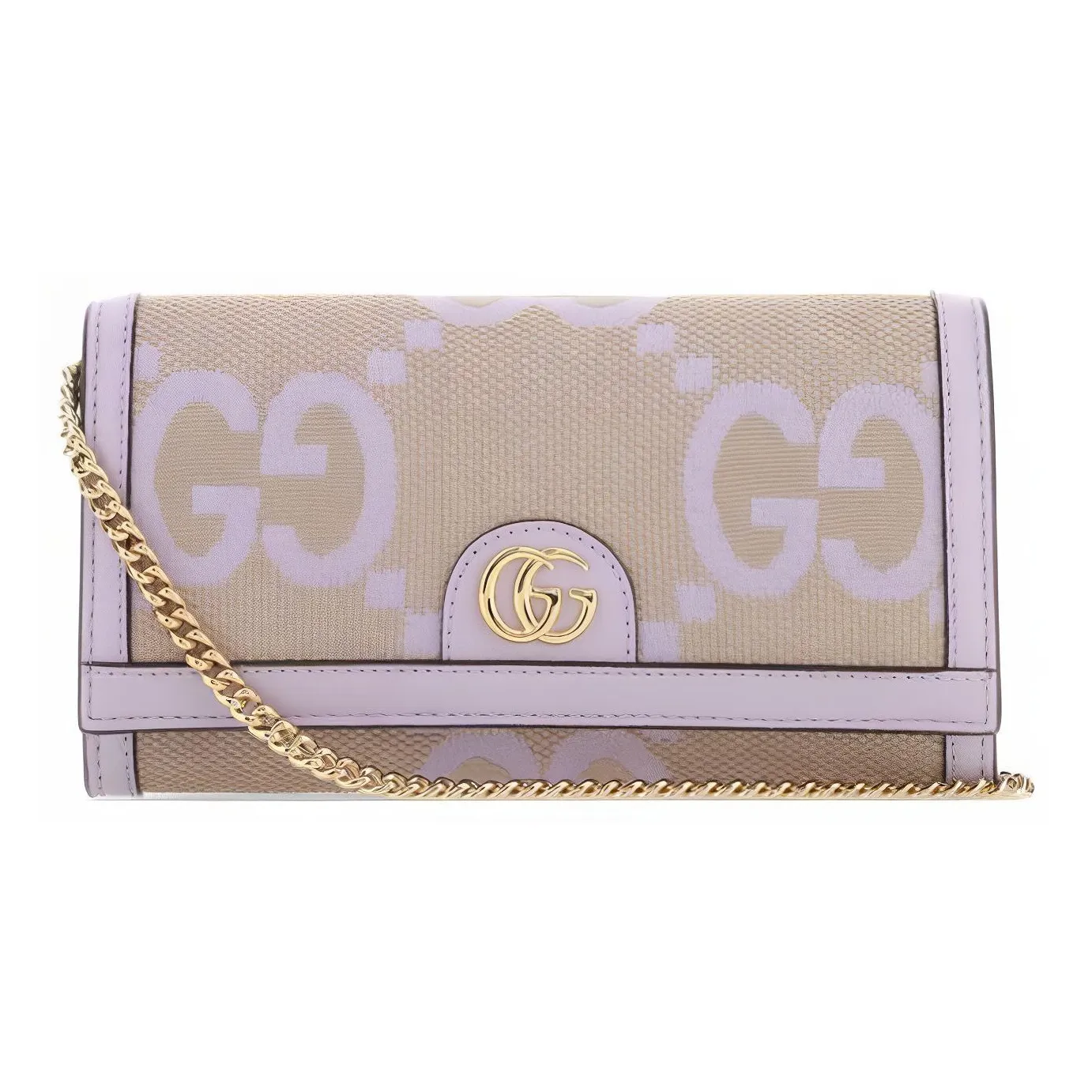 GUCCI Ophidia Canvas With Leather Wallet Women's Beige/Light Purple