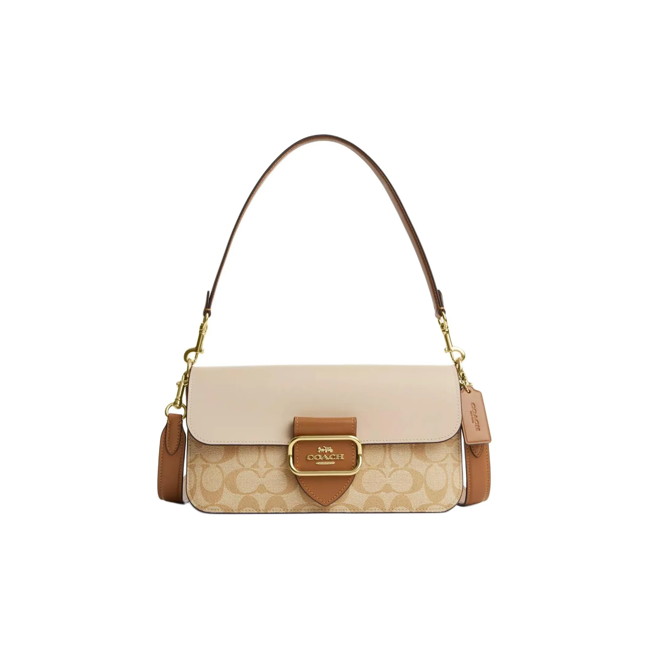 COACH Morgan Canvas Handbag, Shoulder Bag Large Size Women's Light Khaki