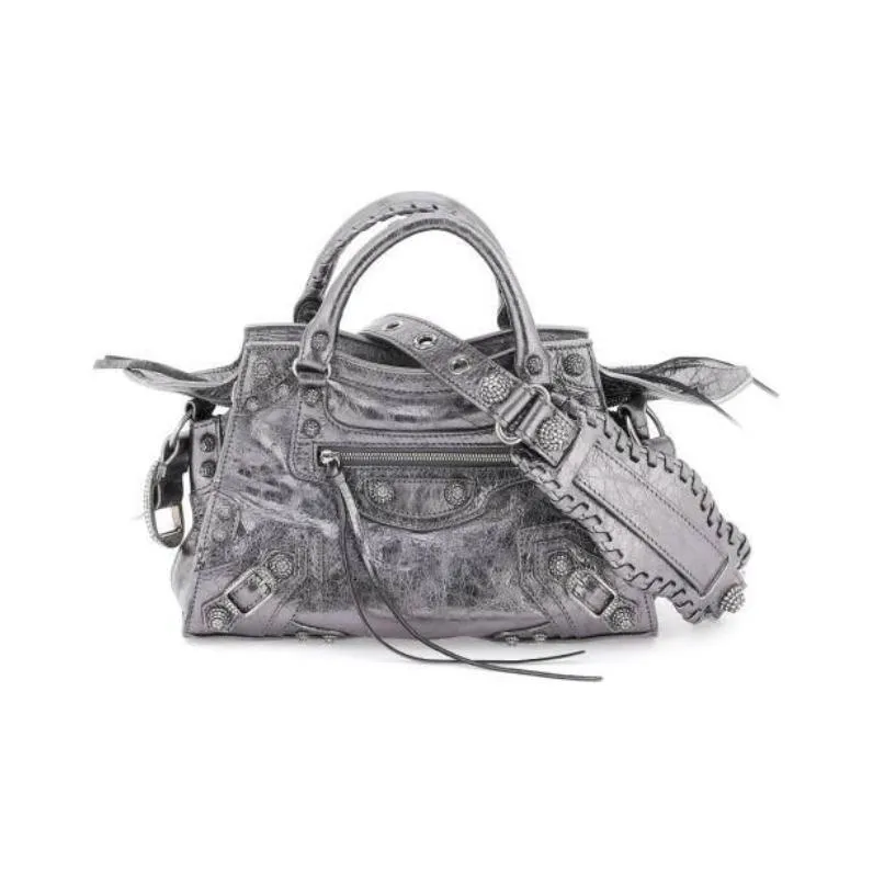 Balenciaga Neo Cagole Lambskin Shoulder Bag, Crossbody Bag, Handbag Extra Small Women's Silver