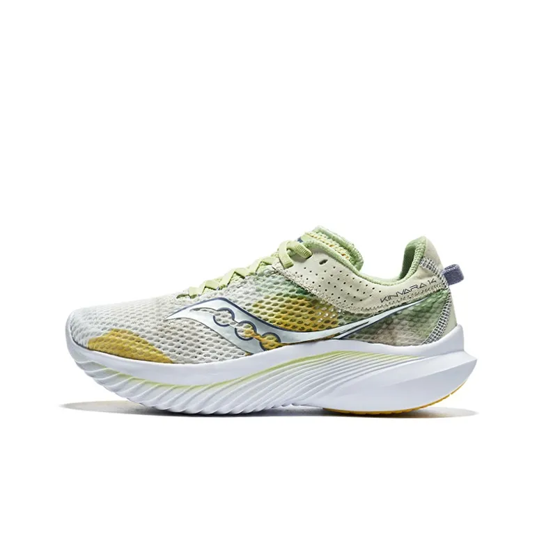 Saucony Kinvara Elite 14 Амортизация Легкий Низкий Топ Тренировочные Спринт Беговые кроссовки Женские Белый Светло-зеленый