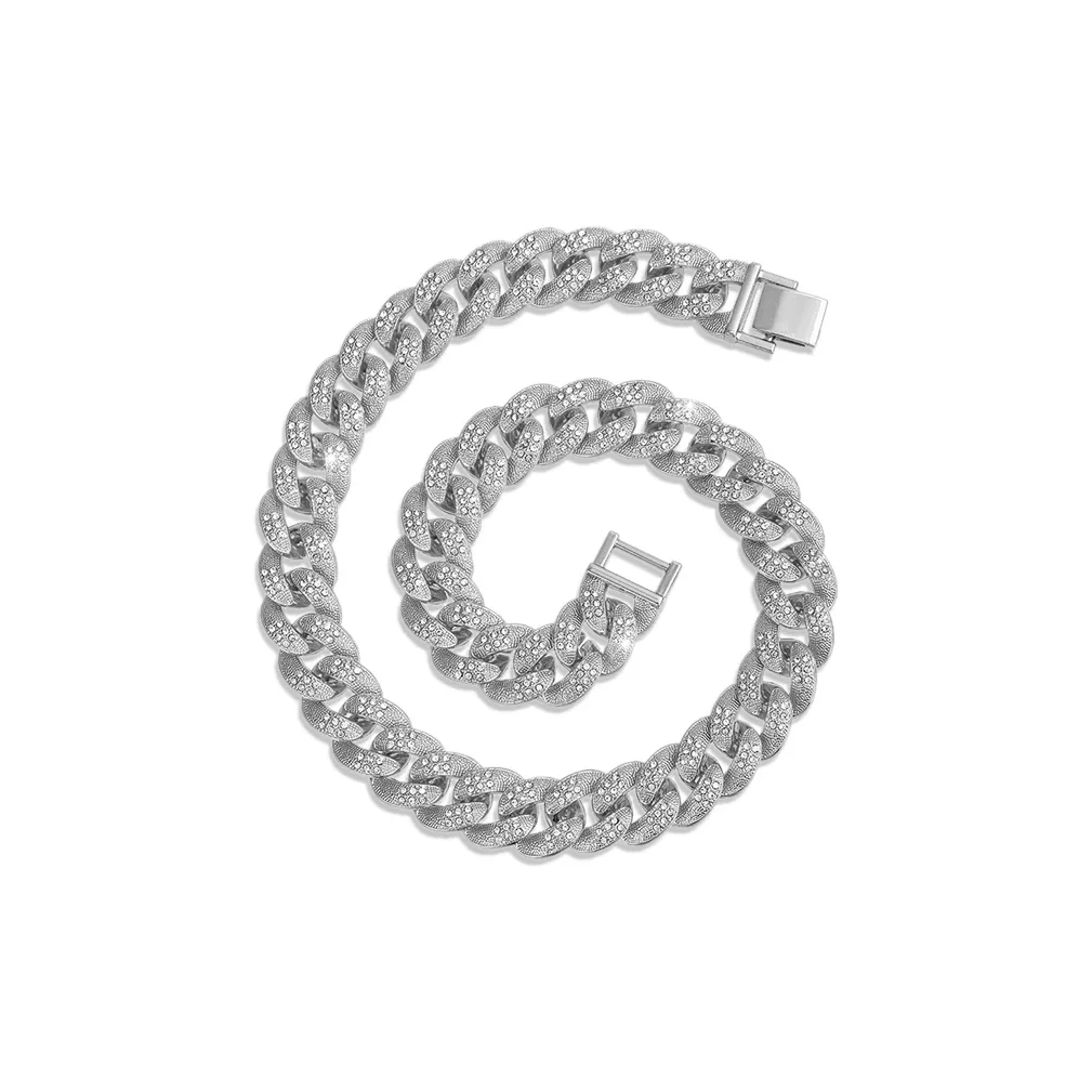 Letter Full Diamond Pendant Cuban Necklace