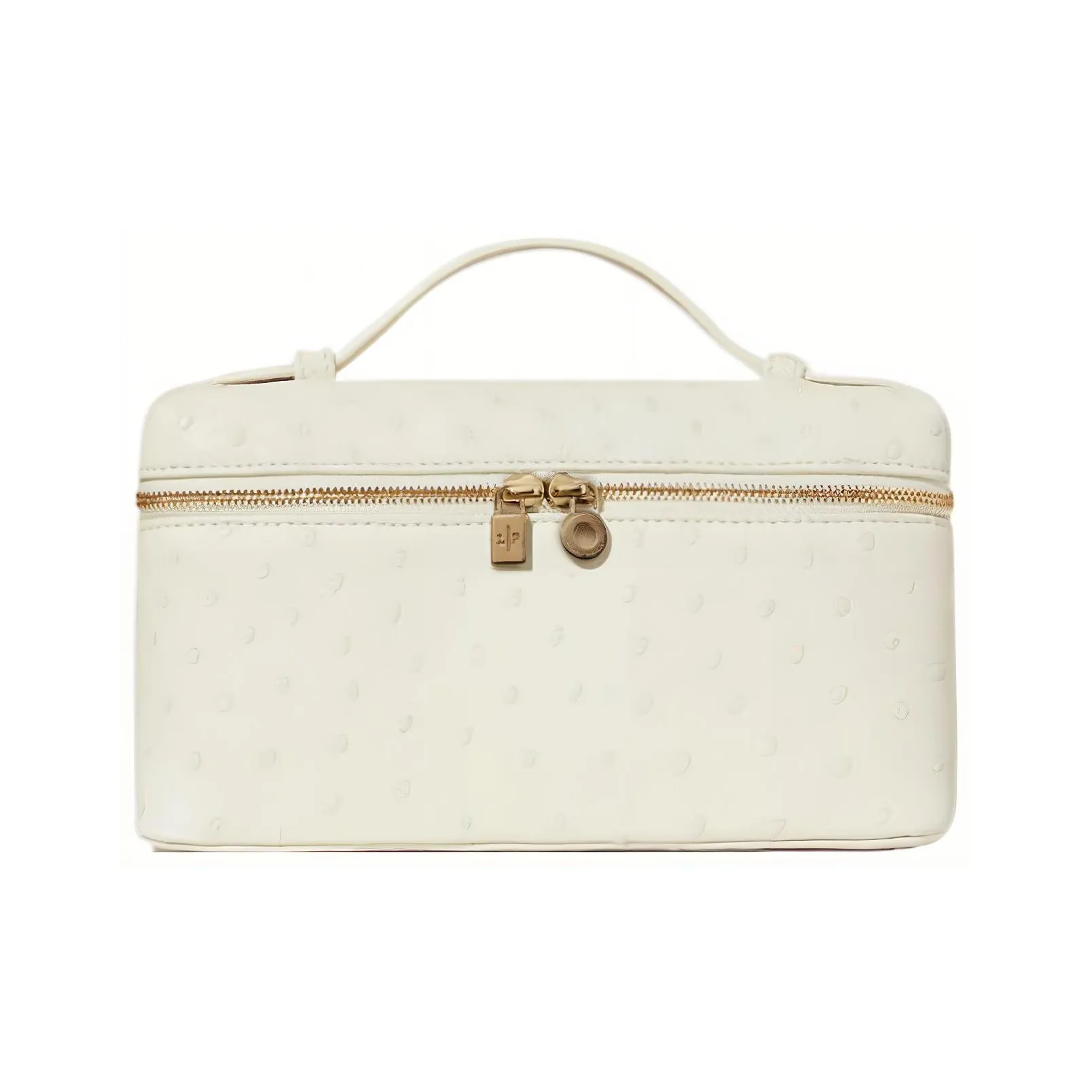 Loro Piana Ostrich Leather With Lambskin Handbag, Shoulder Bag, Crossbody Bag Regular Women's Soft White