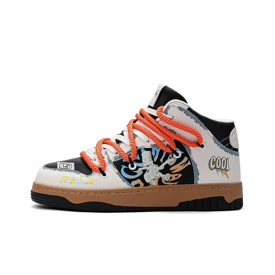 The Simpsons Slip-Resistant Cushioning Wear-Resistant Height Increasing High-Top Skateboard heel Shoes Unisex