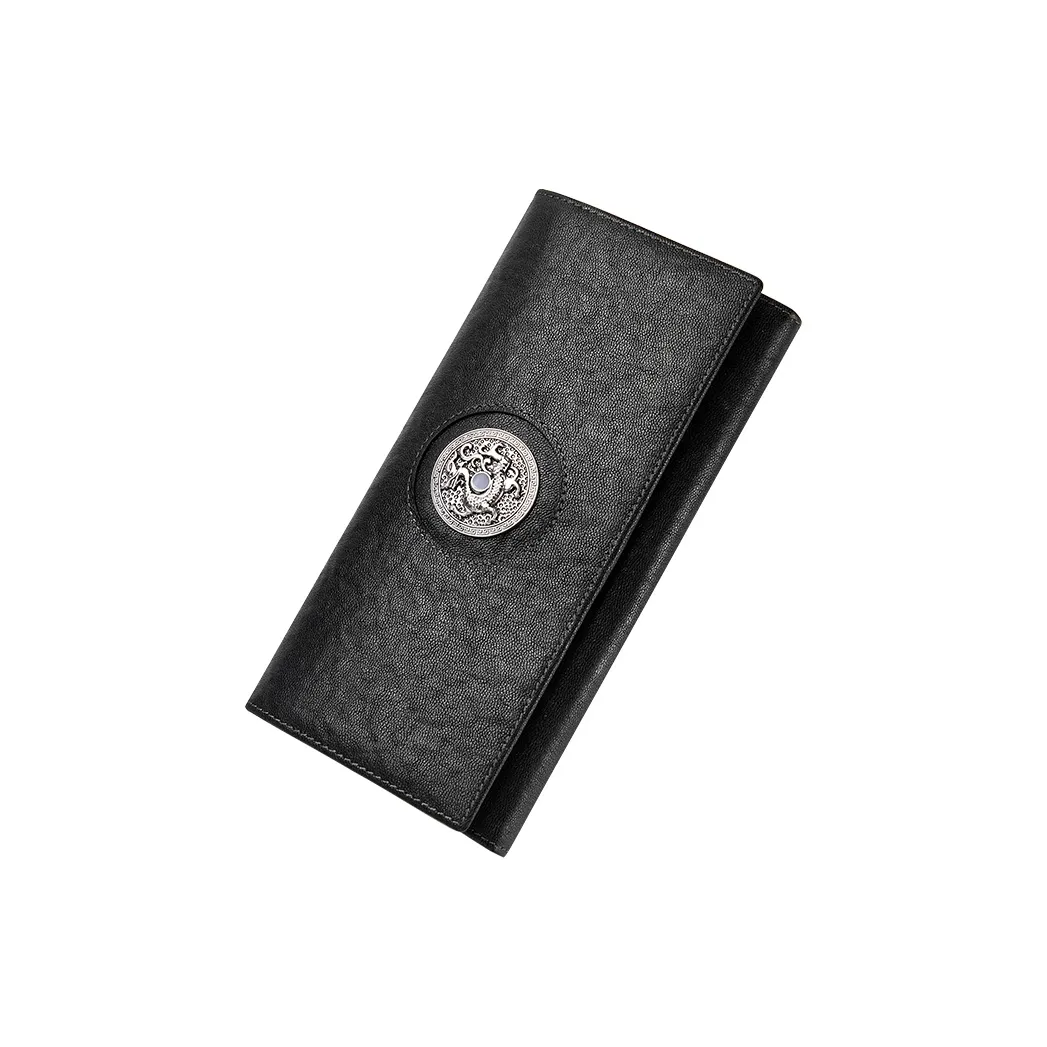 BISON DENIM Ткань из коровьей кожи чековая ткань застежка-липучка кошелек стандартный мужской черный