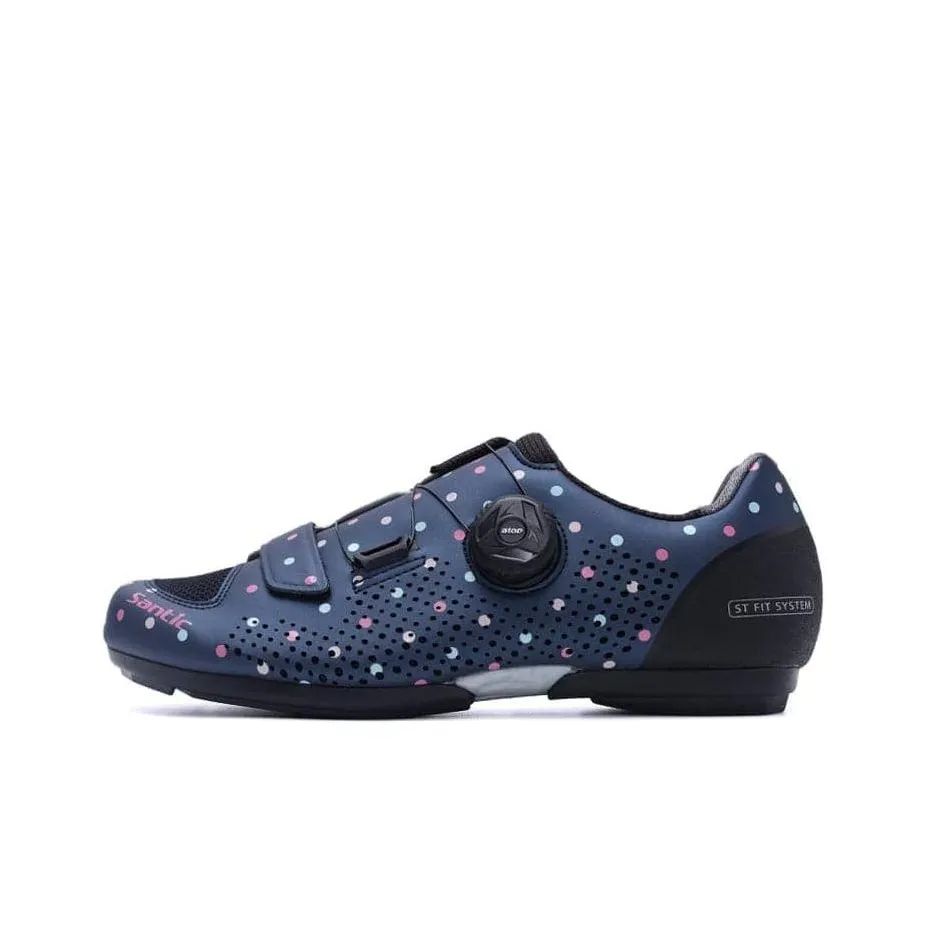SANTIC Support Wear Resistant Lightweight Breathable Slip Resistant Low Top Cycling Shoes Women's Cyan White Audrey