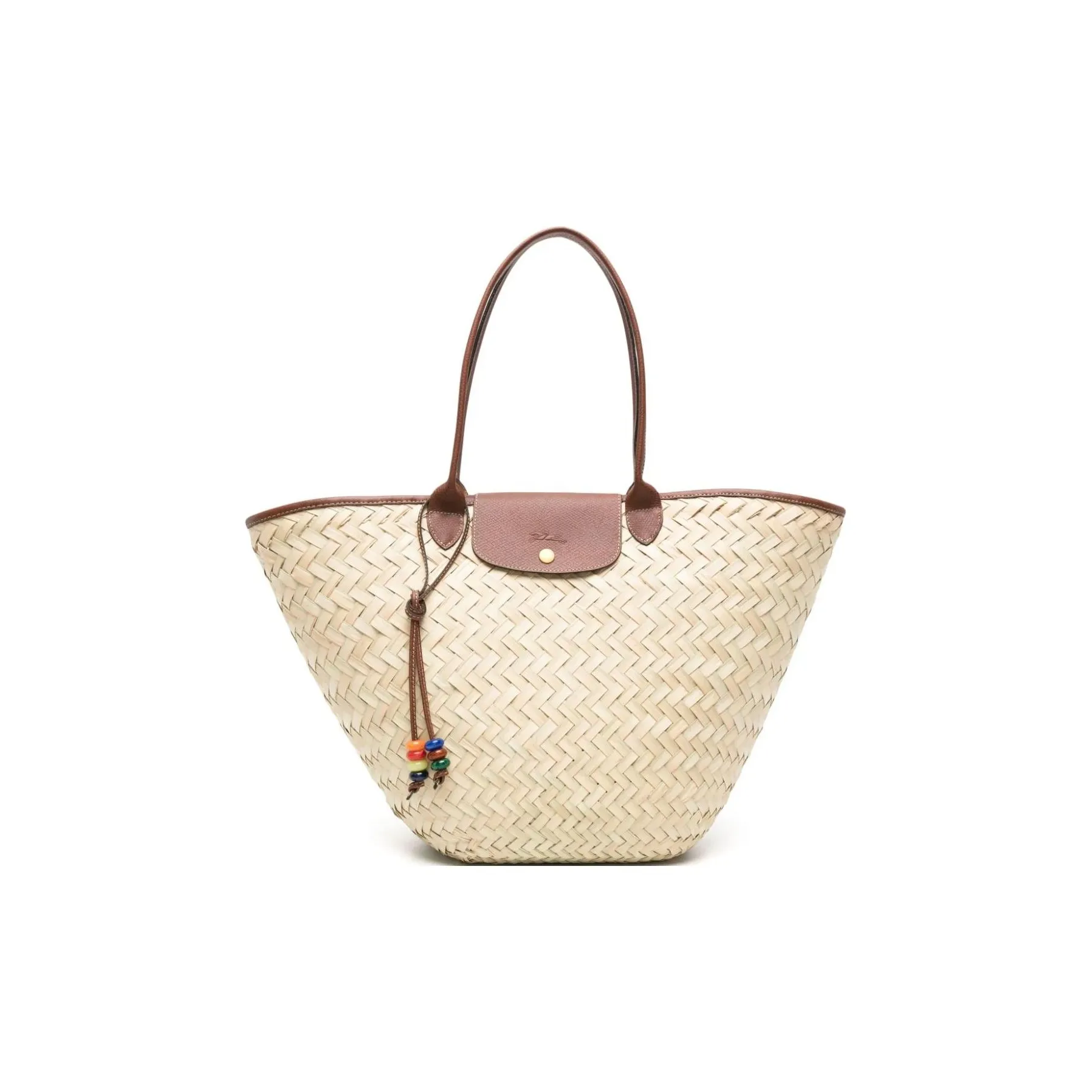 LONGCHAMP Le Panier Pliage Коричневый Grass с коровьей кожей Сумка Extra Large Женская Коричневый