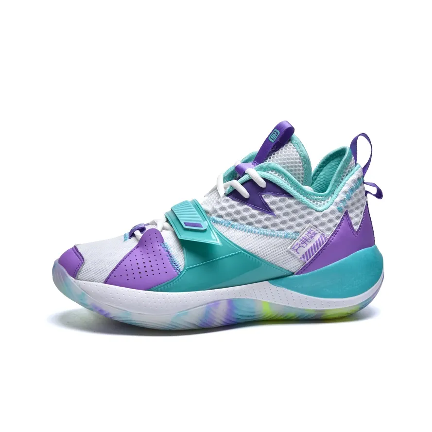 IVERSON Дышащий Покрытие Поддержка MID Топ Баскетбольные Кроссовки Унисекс Белый Синий Фиолетовый