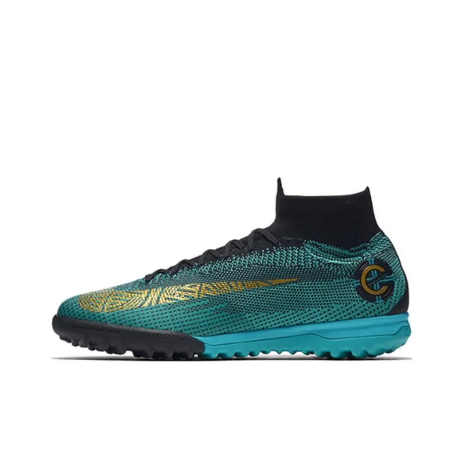 Nike Mercurial Superfly 6 TF Turf Slip Resistant And Breathable Soccer Shoes Men's Black Green