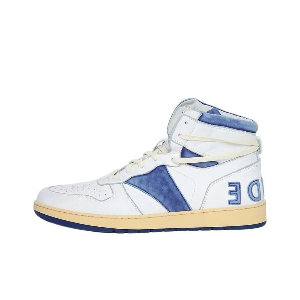 RHUDE MID Топ Скейтборд Кроссовки Мужские Белые Синие