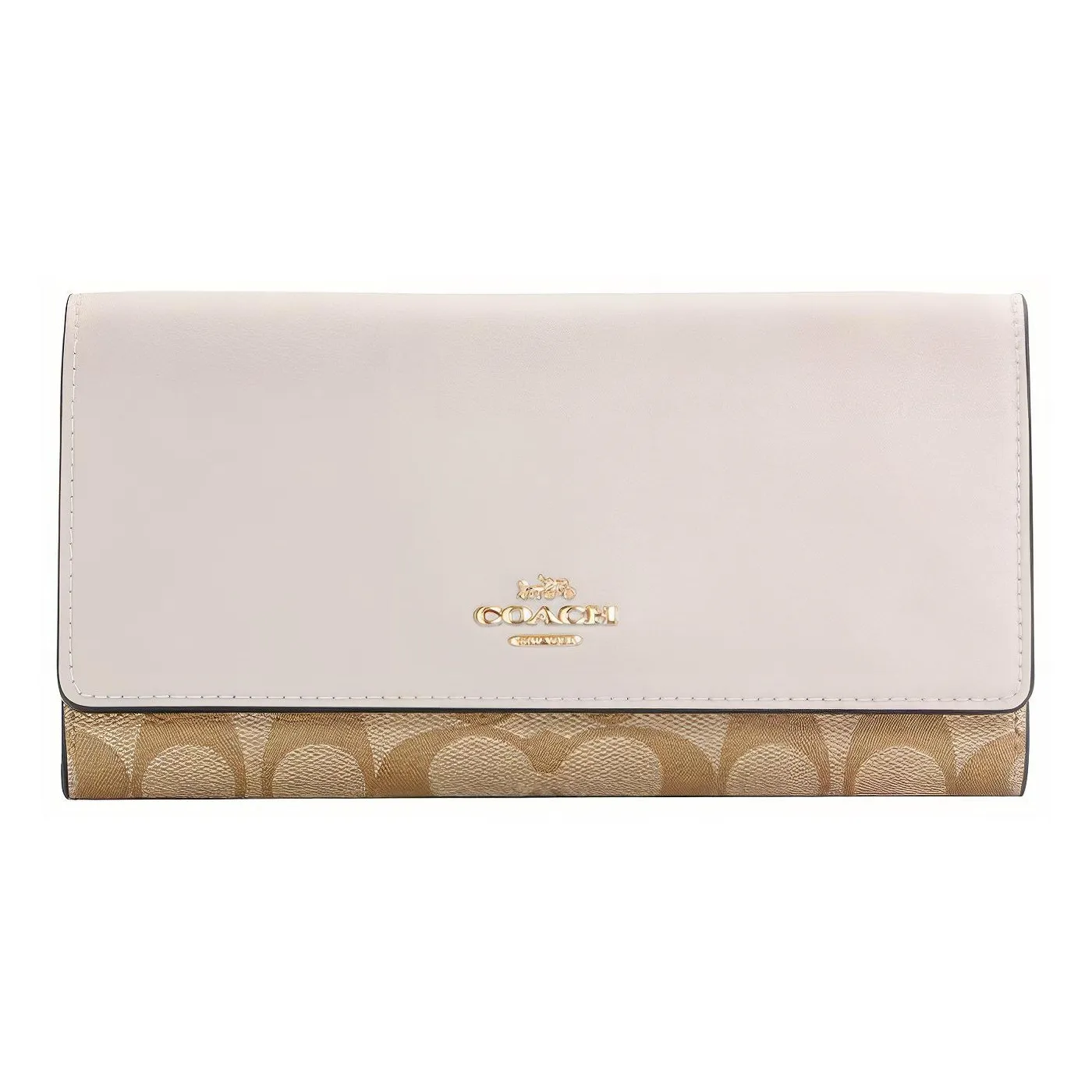COACH Canvas Leather Clutch Wallet Women's Beige
