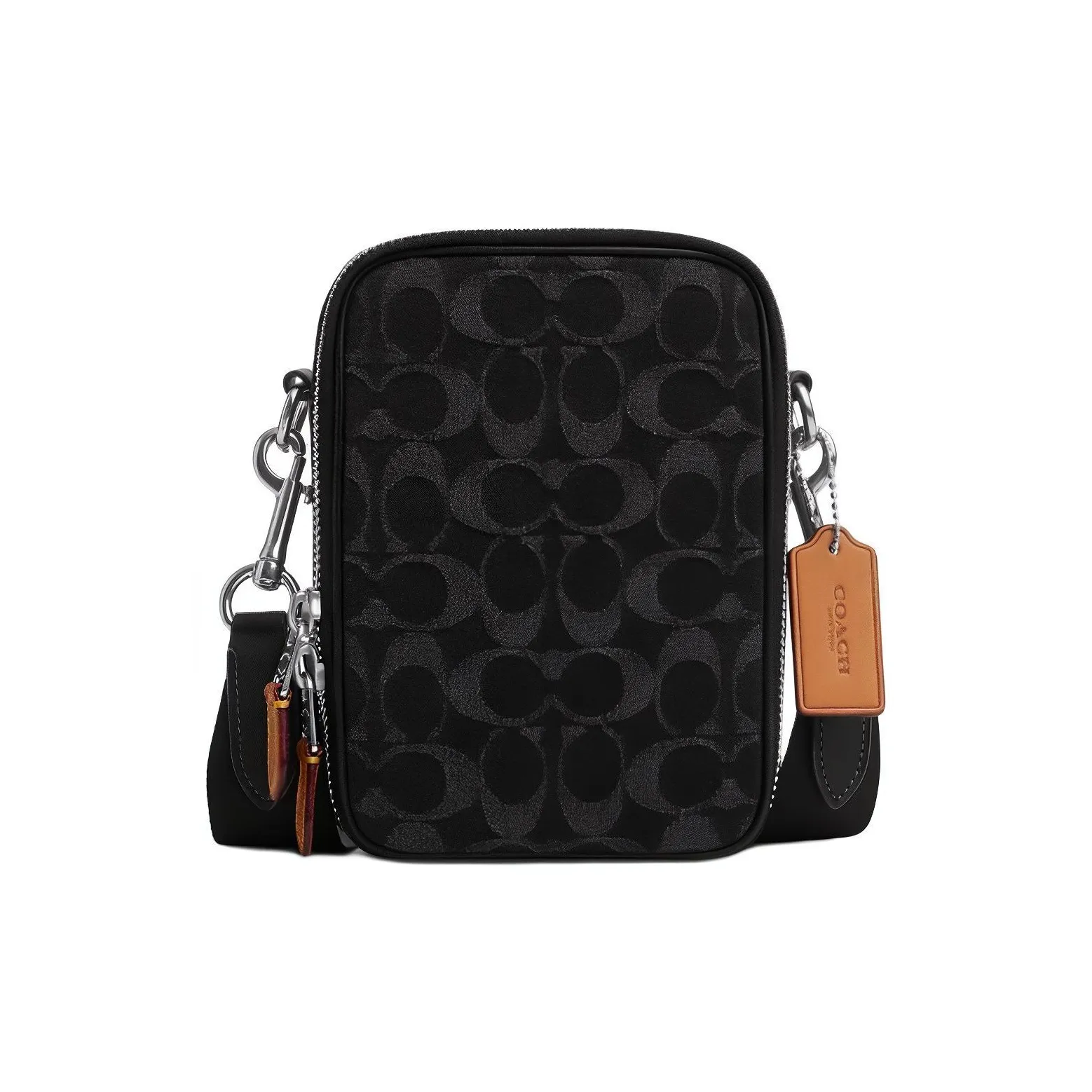 COACH Stanton Fabric With Cow Leather Shoulder Bag Crossbody Bag Medium Size Unisex Black