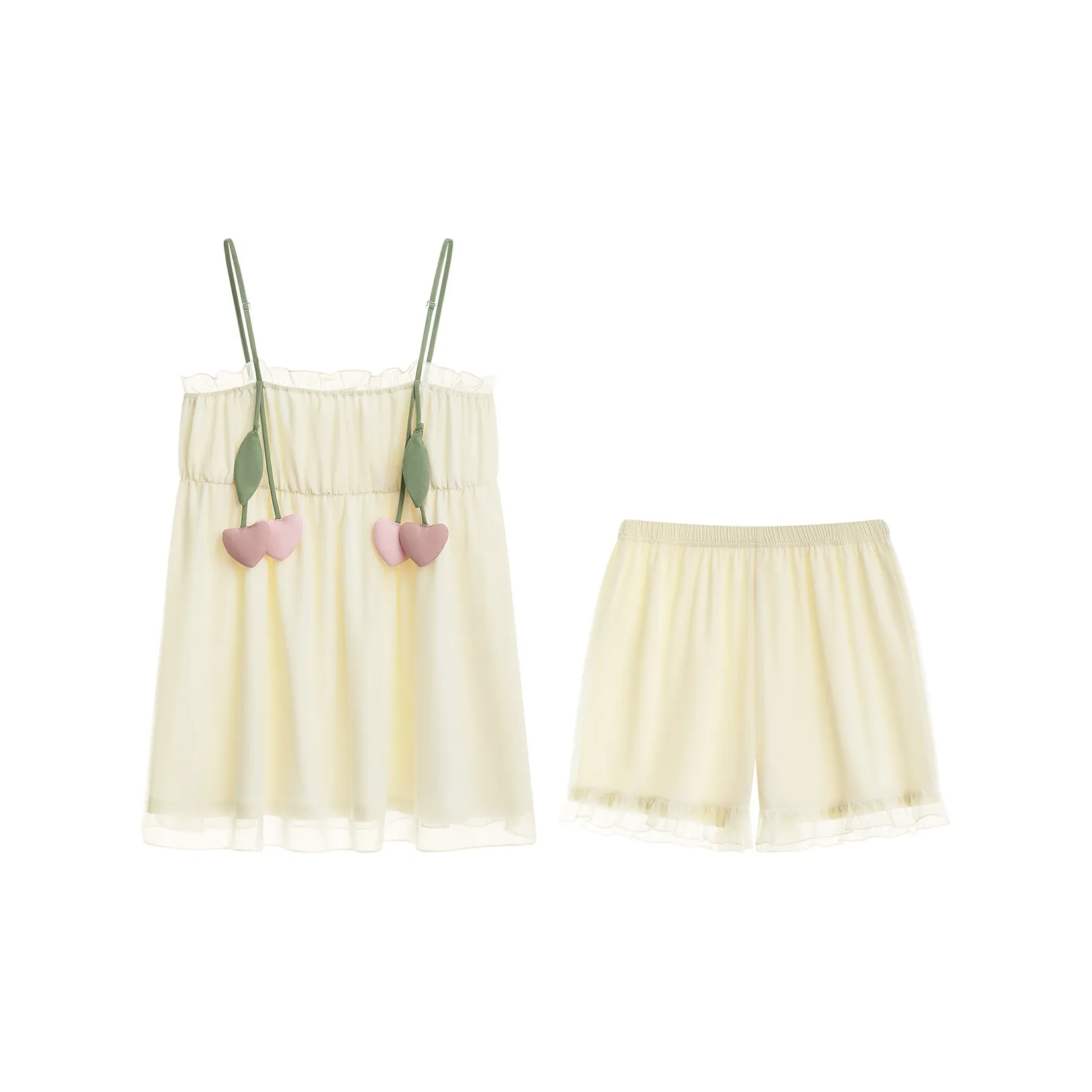 Gongdie Pajama Set Women's Apricot White
