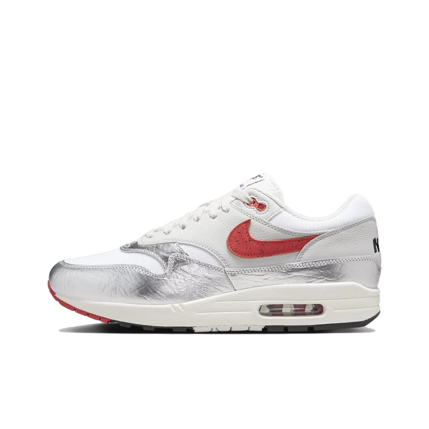 Nike Air Max 1 Low Топ Casual Мужской Серебристый Красный