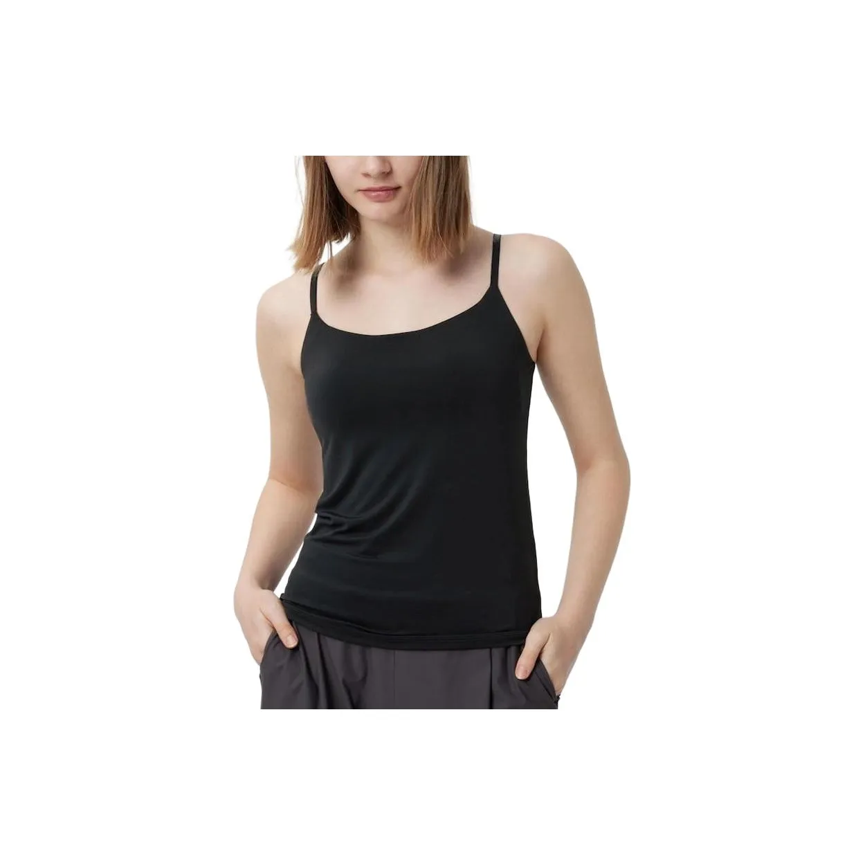 UNIQLO Топ на бретелях Женский Агат Черный