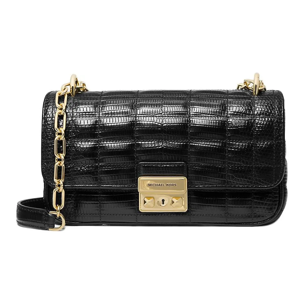 MICHAEL KORS Lizard Embossed Leather Crossbody Bag, Shoulder Bag Trumpets Women's Black