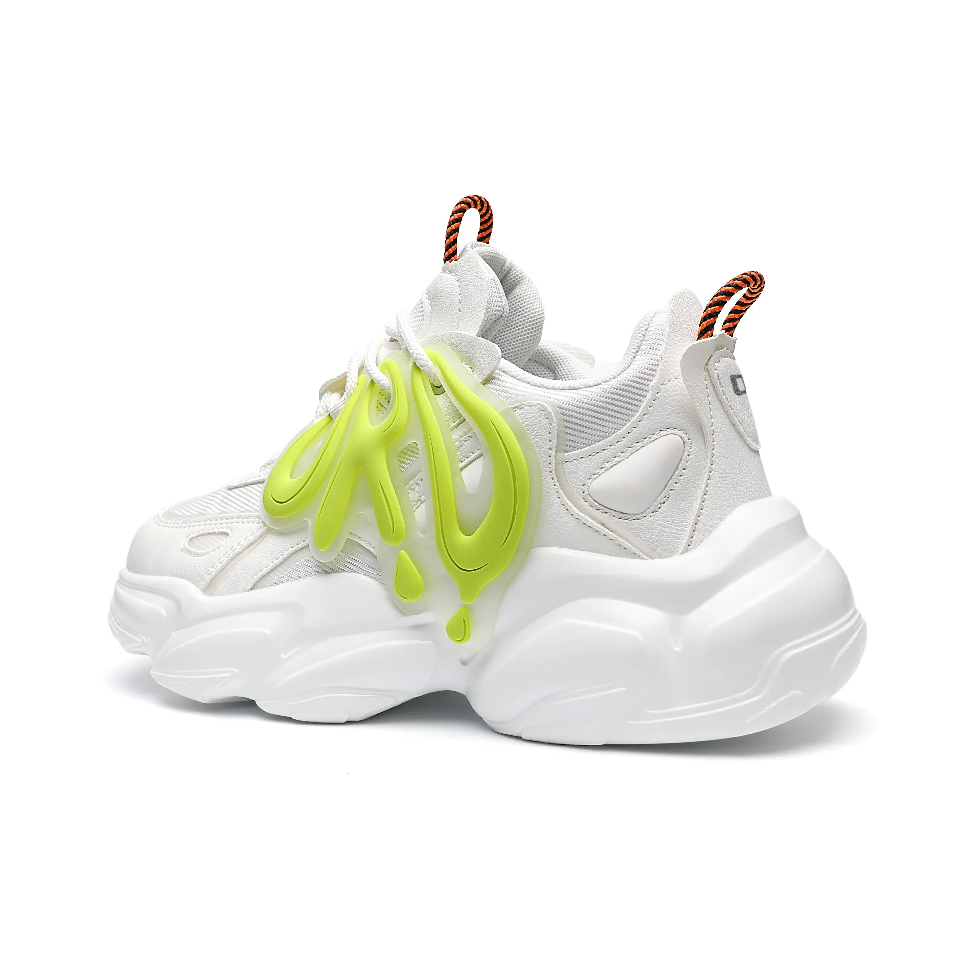 ORD Wear resistant Lightweight Breathable And Non slip. Low Top Chunky Sneakers Unisex White Green 6CM