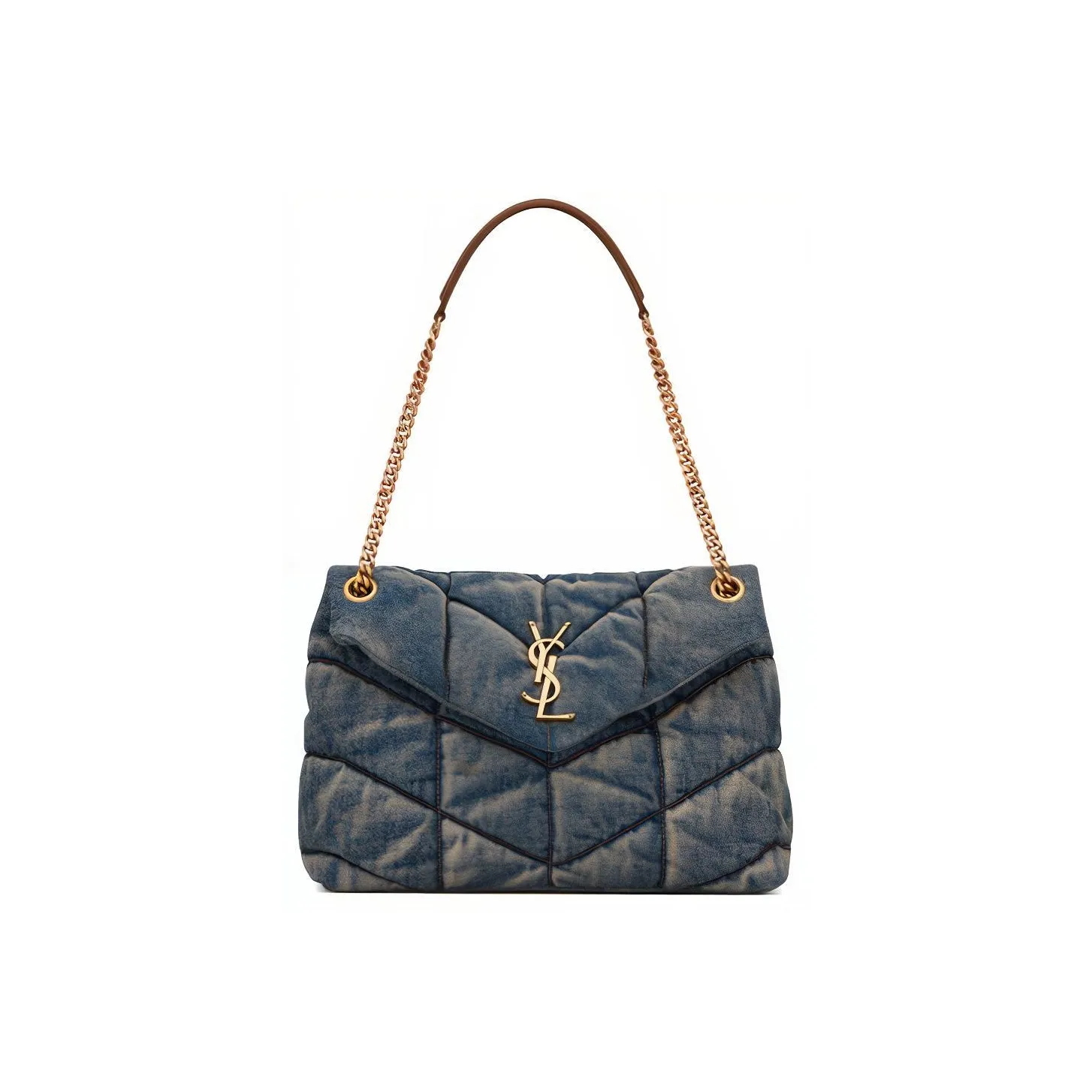 SAINT LAURENT LOULOUPUFFER Cotton Cloud Bag, Pillow Bag, Shoulder Bag, Crossbody Bag Women's smaller Blue