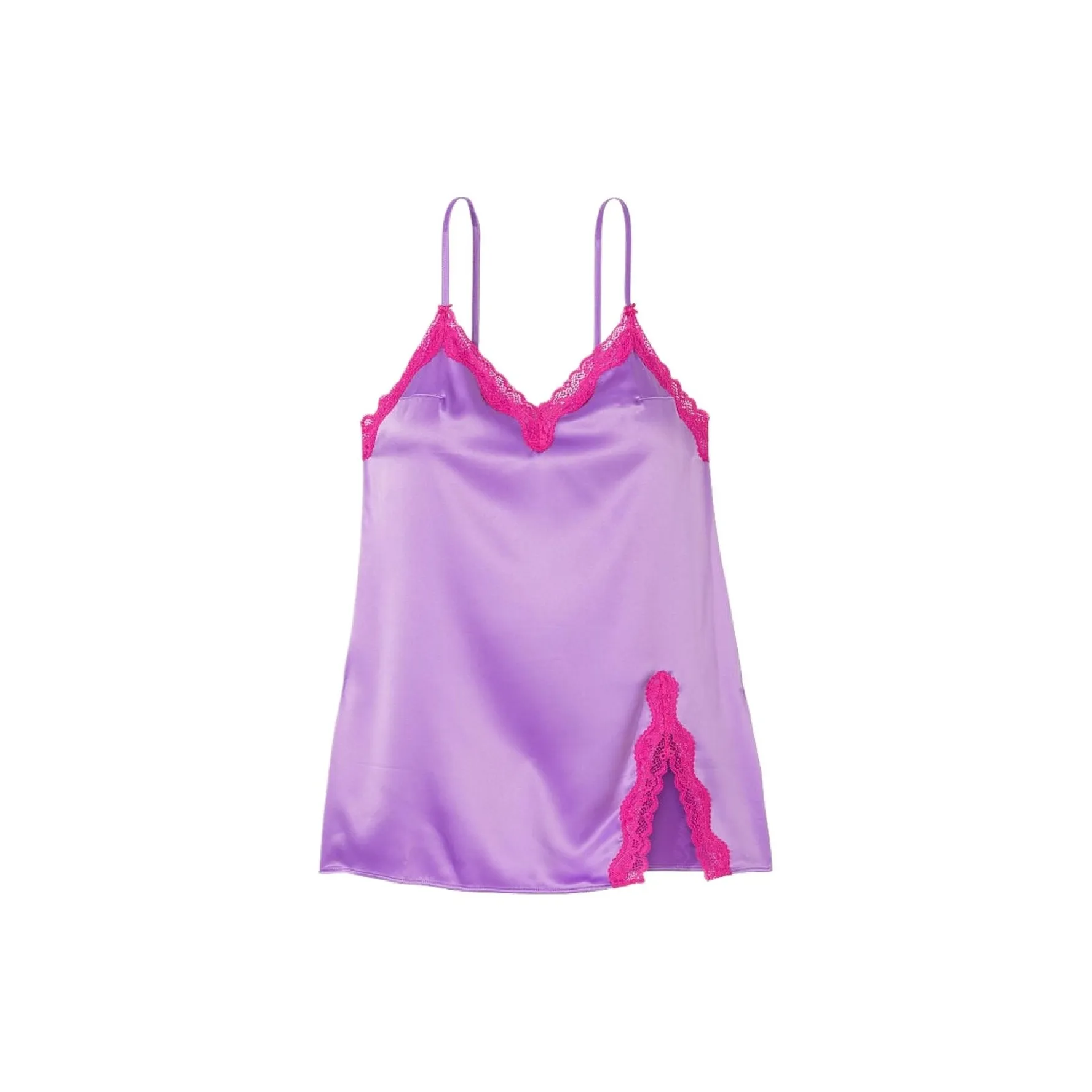 Victoria's Secret Tease Satin Lace Trim Mini Slip Nightgown Women's Purple