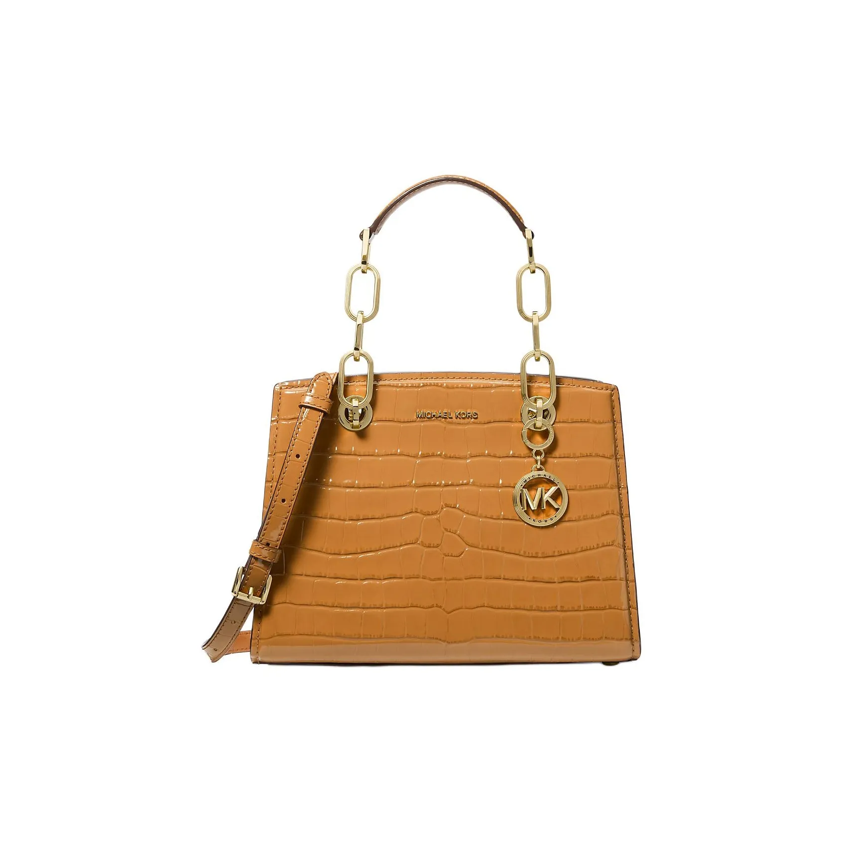 MICHAEL KORS Cynthia Leather Shoulder Bag, Crossbody Bag, Handbag Small Size Women's Light Peanut