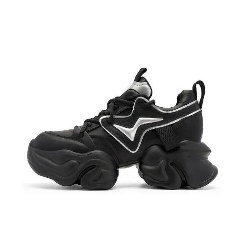 EBLAN Толстоподошвенные кроссовки High Top Черно-серебристые Женские
