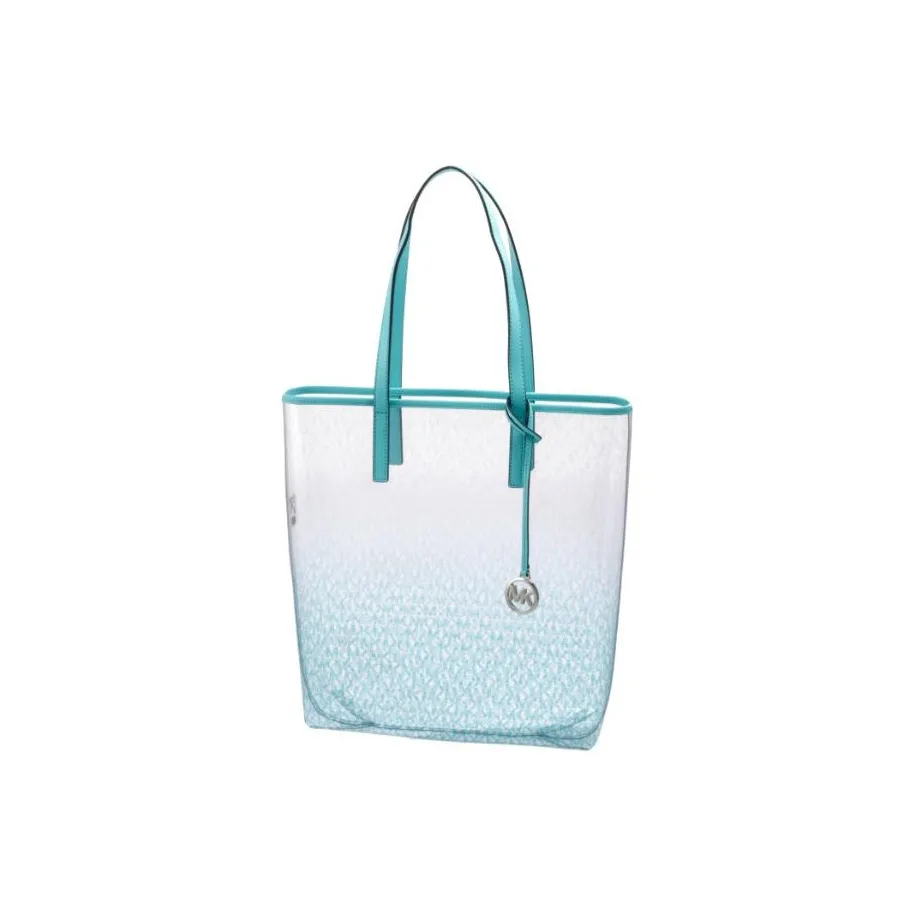 MICHAEL KORS Polyurethane Beach Bag Tote Bag Shopping Bag Shoulder Bag Handbag Large Size Women's Transparent Blue
