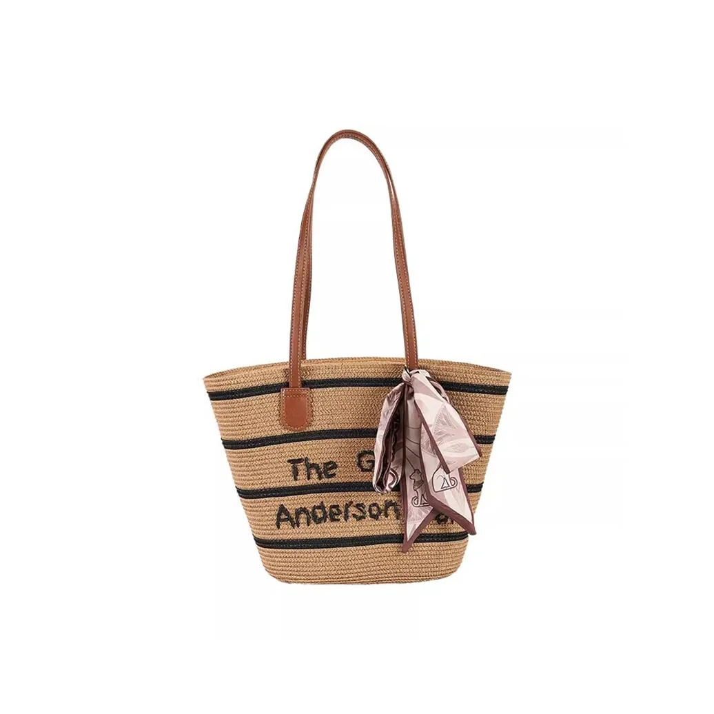 The British Museum Straw Tote Bag, Shopping Bag, Handbag, Shoulder Bag Tubas Women's Camel