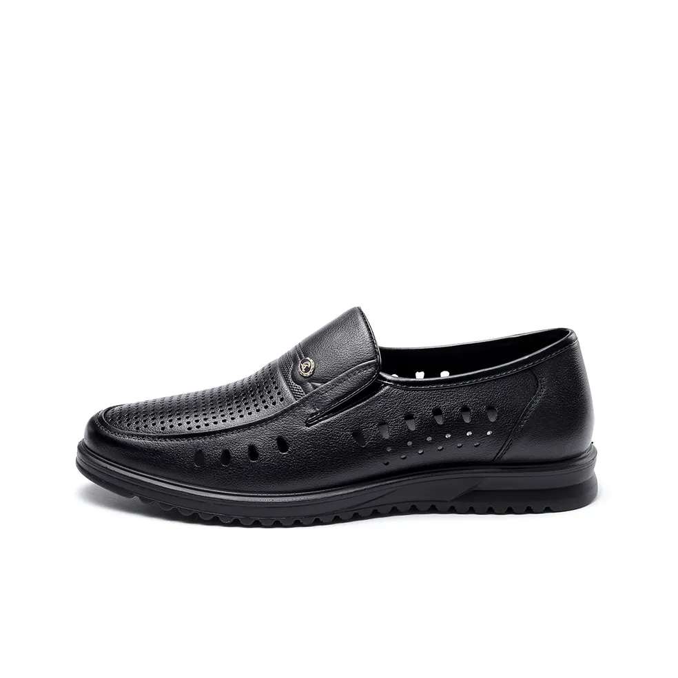 Strongman 3515 Summer Men's Shoes Genuine Leather Soft Sole Cut Out Shoes