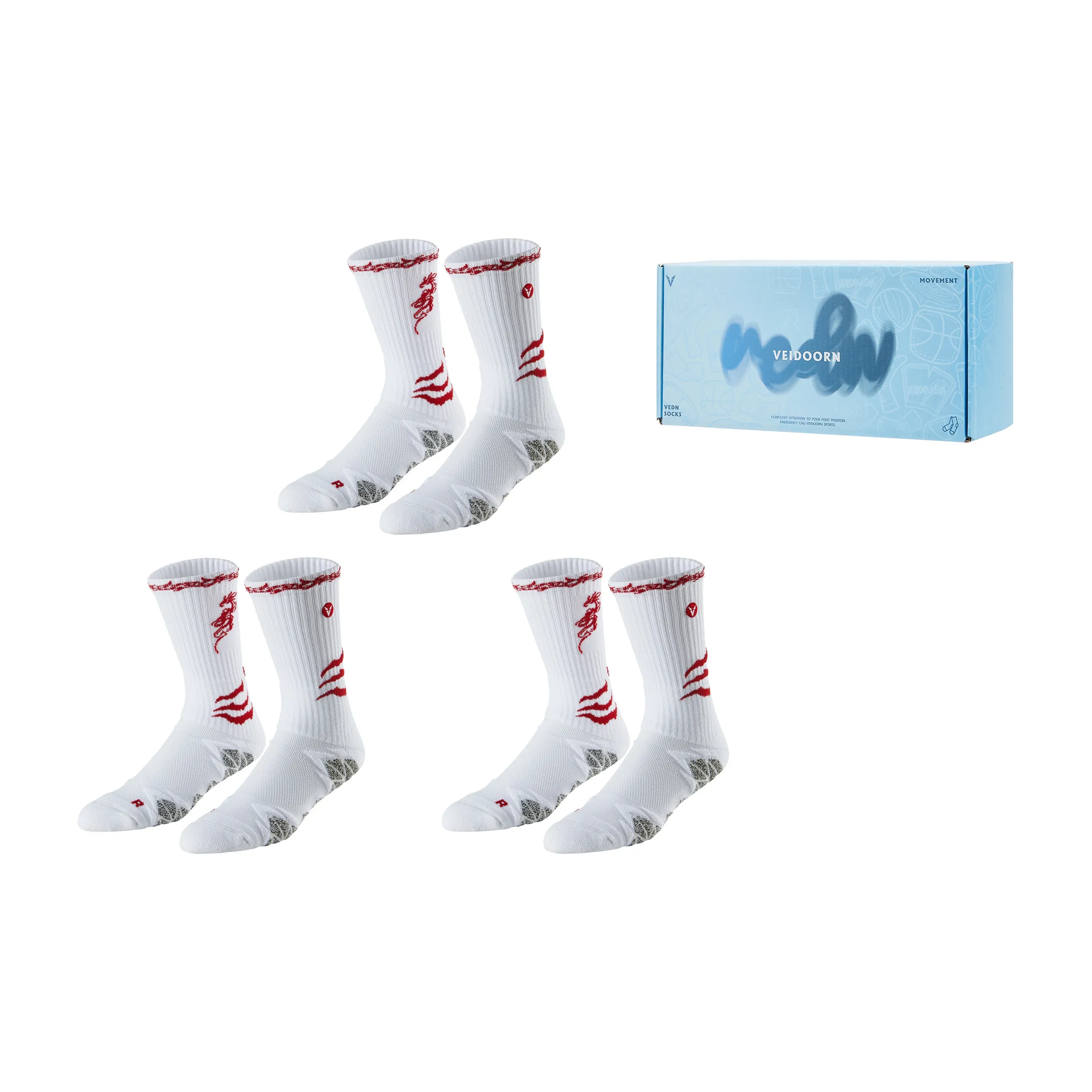 VEIDOORN Year Of The Dragon Series Basketball Socks Unisex Black Gold