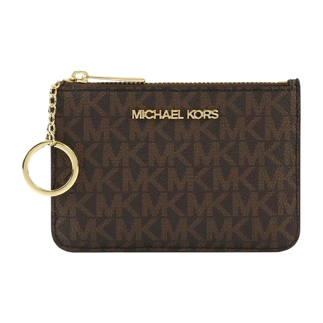 MICHAEL KORS Jet Set Travel Coated Canvas Card Holder, Wallet Women's Brown