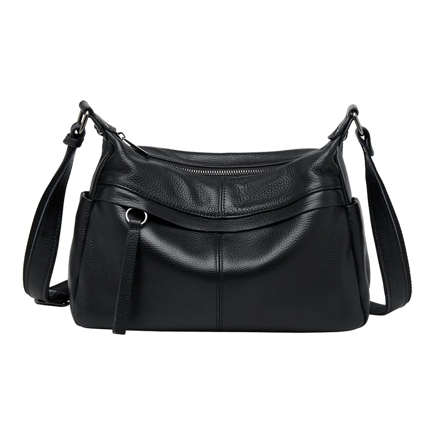 ZOOLER Сумка через плечо из натуральной коровьей кожи маленькая женская черная премиум-серый