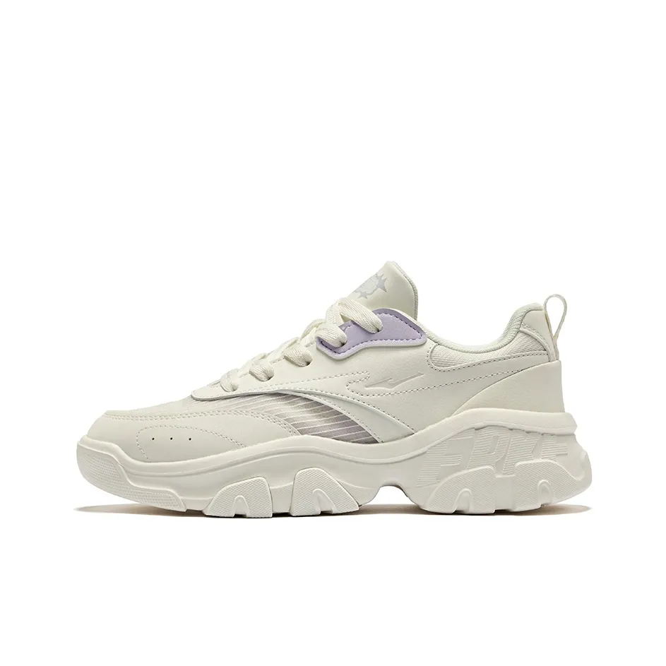 Erke Spirit Rhinoceros Durable Breathable Low Top Casual Shoes Women's Microcrystal White Morning Mist Purple