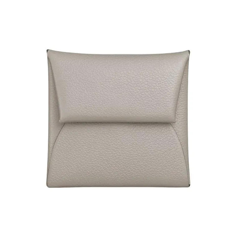 HERMES Bastia Evercolor Телячья кожа Монета Кошелек Кошелек Женские 8L Бетон Ледниковый белый Бетонно-серый